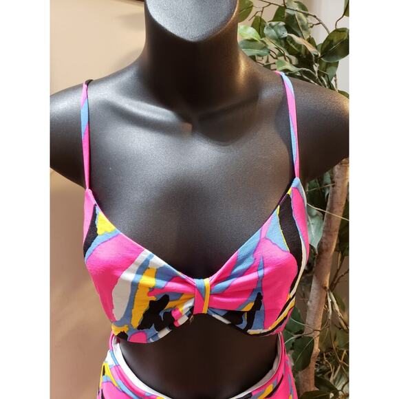 Sevengate Maxi Dress Womens L Multi Geo Print Cut Out Ankle Slit Spaghetti Strap - Picture 12 of 14